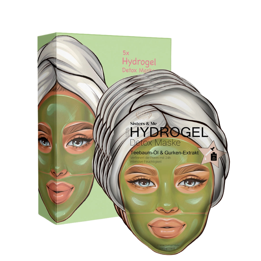 5x HYDROGEL DETOX MASKE MIT TEEBAUM-ÖL & GURKEN-EXTRAKT